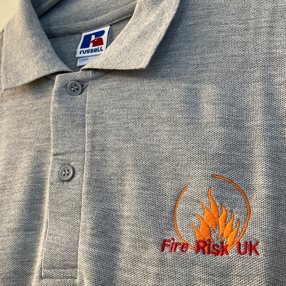 Russell polos with embroidery for Fire Risk UK.