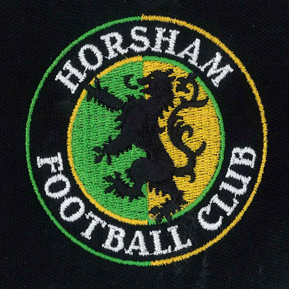 We supply embroidered clothing for Horsham Football Club.