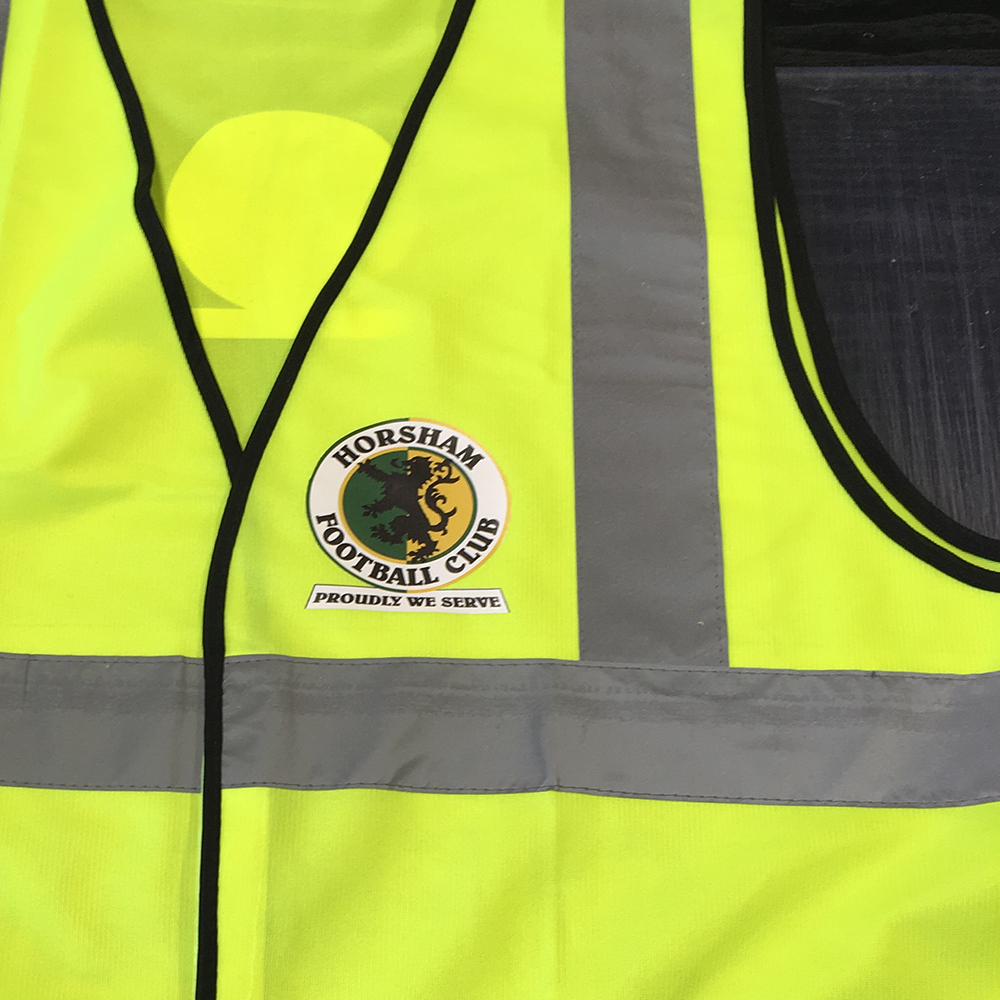Horsham Football Club steward vests for match days
