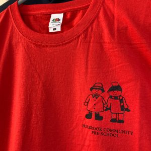 Heat Applied logos on T-shirts for Holbrook Primary School