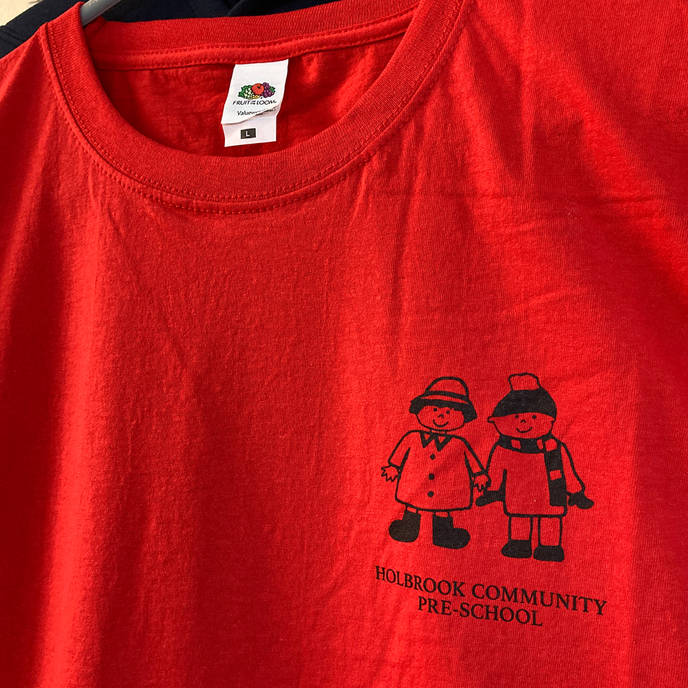 Heat Applied logos on T-shirts for Holbrook Primary School