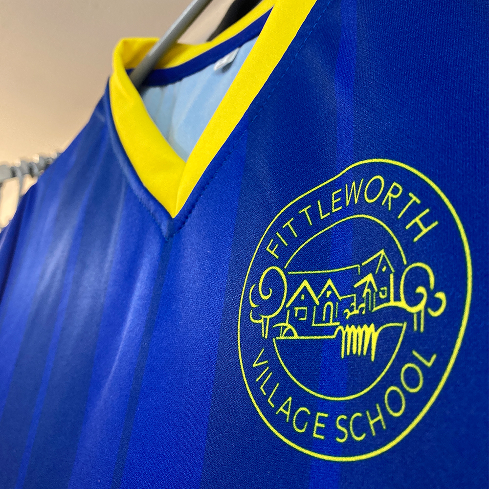 close up of logo on sublimated kit