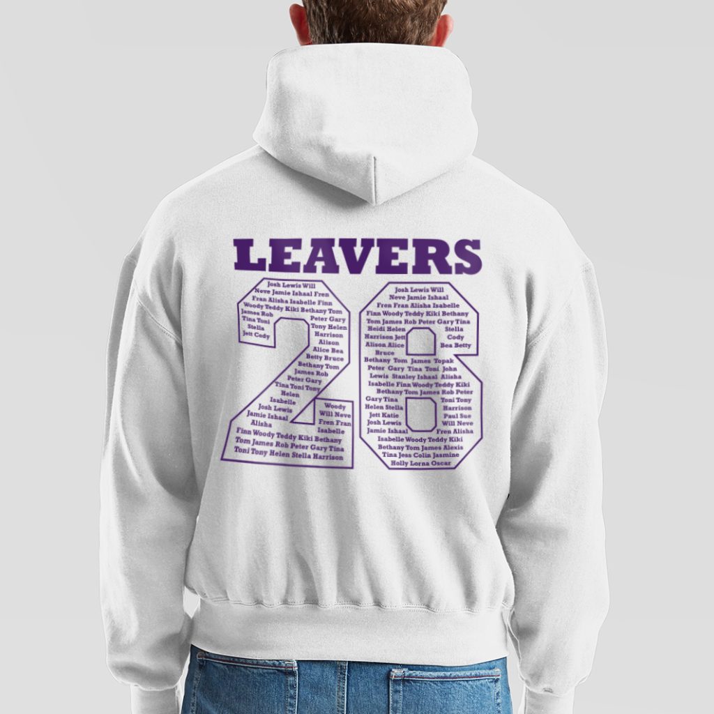 Leavers 2026 hoodie with school name and year from AppliedFX