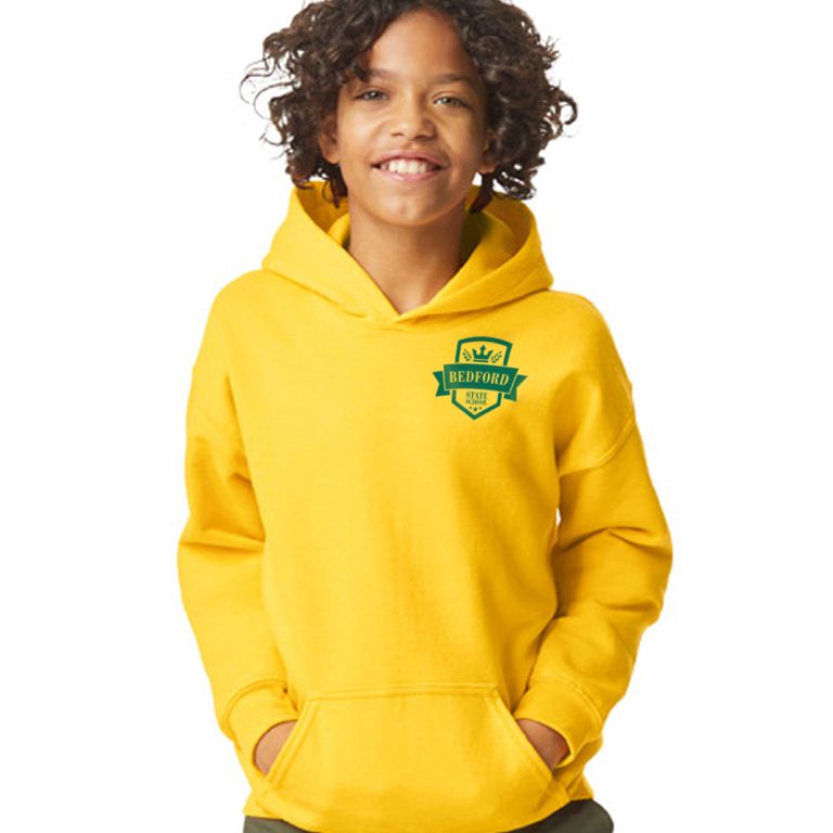 Primary School Leavers Hoodie with school badge on front heat applied
