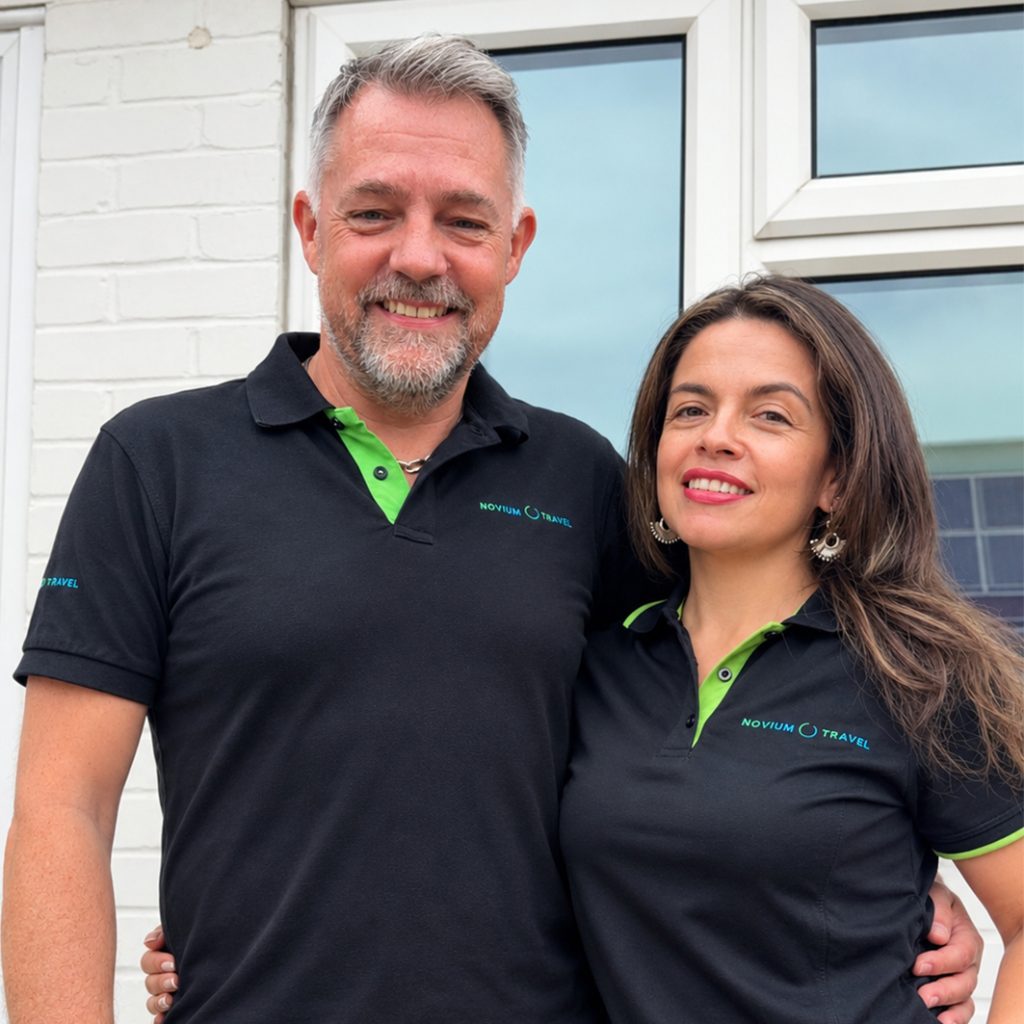 Novium Travel staff workwear showcasing embroidered polo shirts